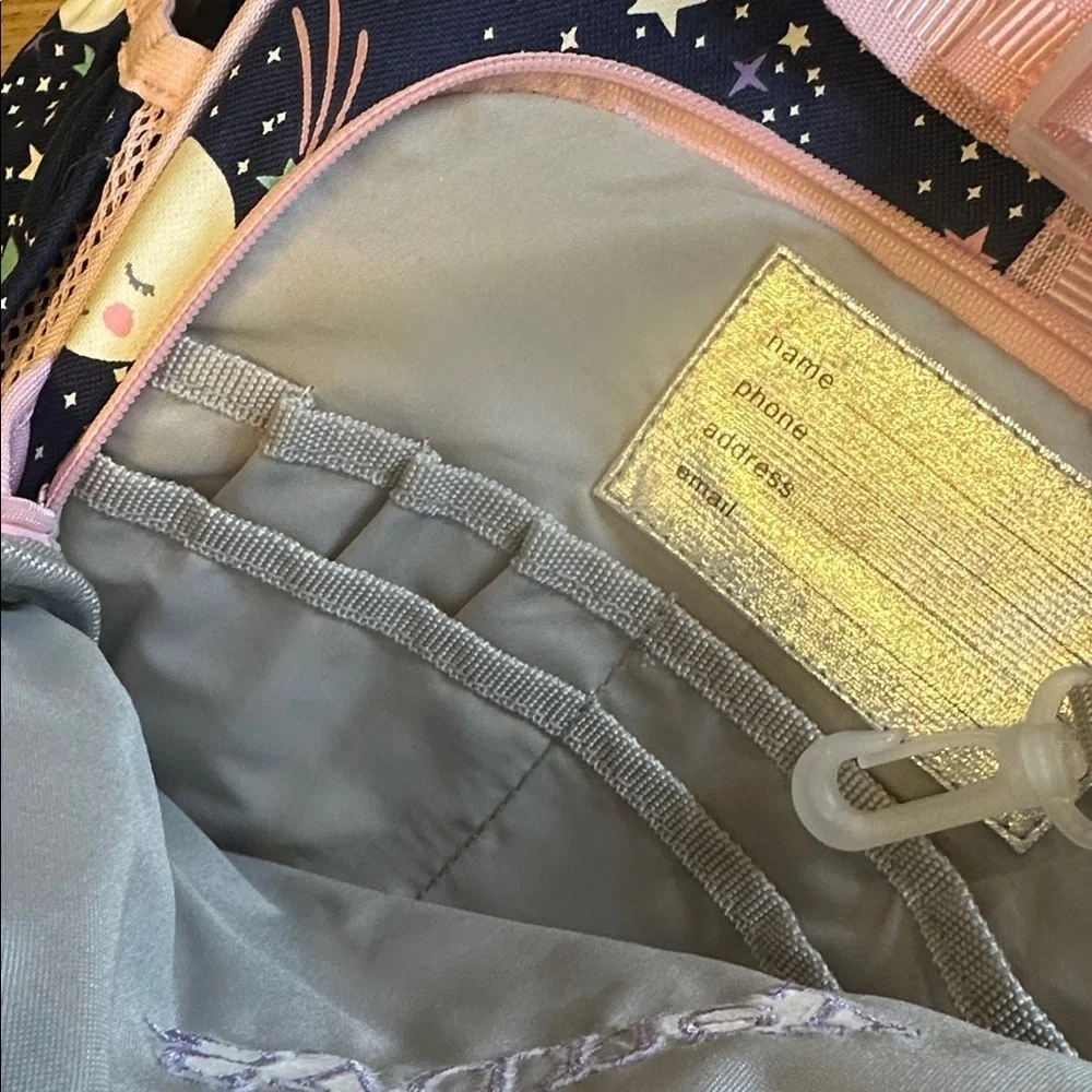 Pottery Barn Kids Backpack McKenzie Pink Navy glow in the dark moon backpack